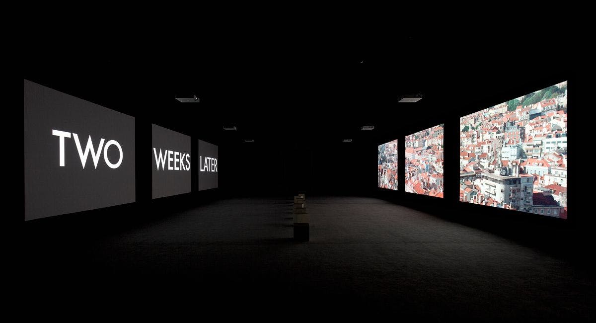 A video installation by Stan Douglas, titled The Secret Agent, dated 2015.